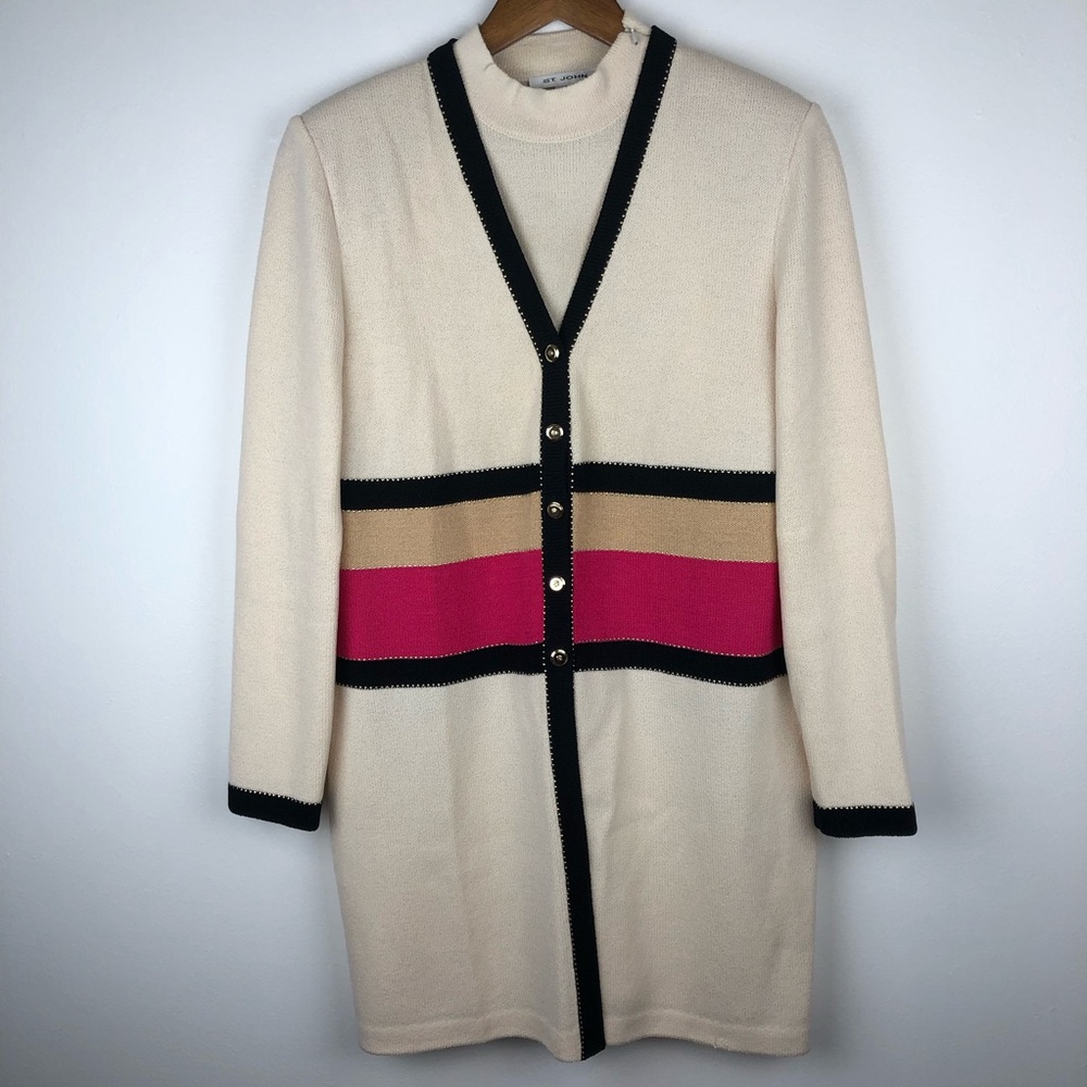 ST JOHN Sleeveless Tank Sweater and Cardigan Set